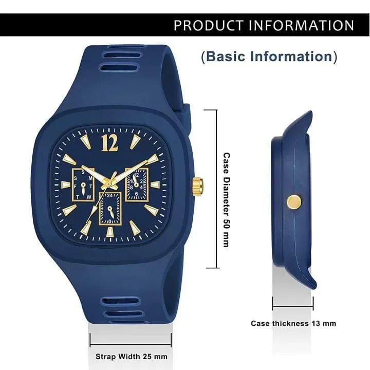 Blue Analog Watch – Gold Edition