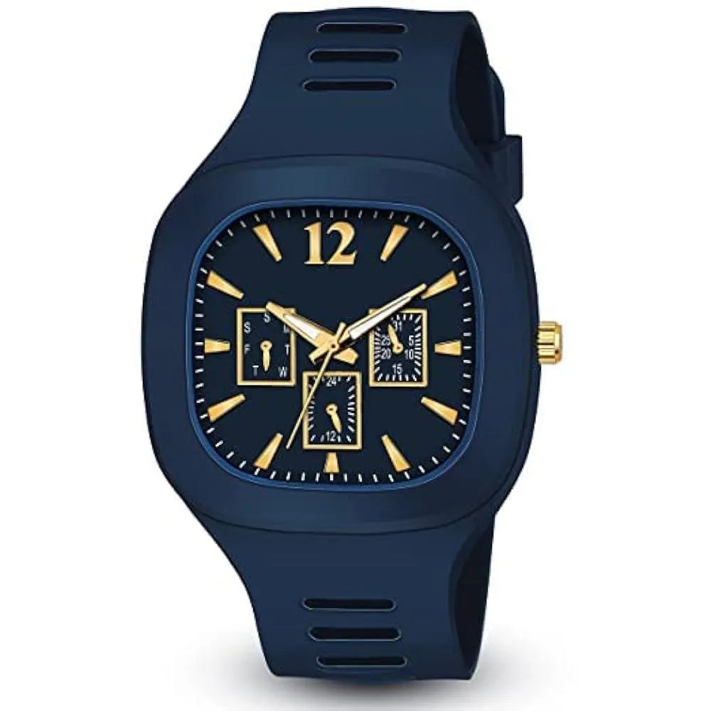 Blue Analog Watch – Gold Edition