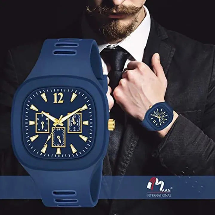 Blue Analog Watch – Gold Edition