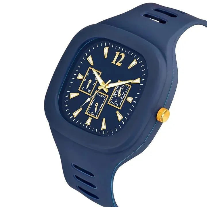 Blue Analog Watch – Gold Edition